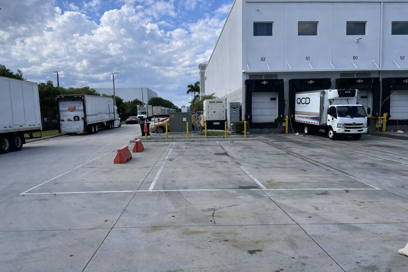 Concrete parking lot building